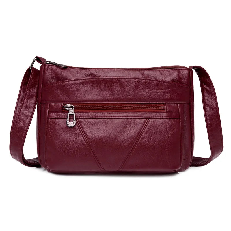 High-Capacity PU Leather Messenger Bag for Women