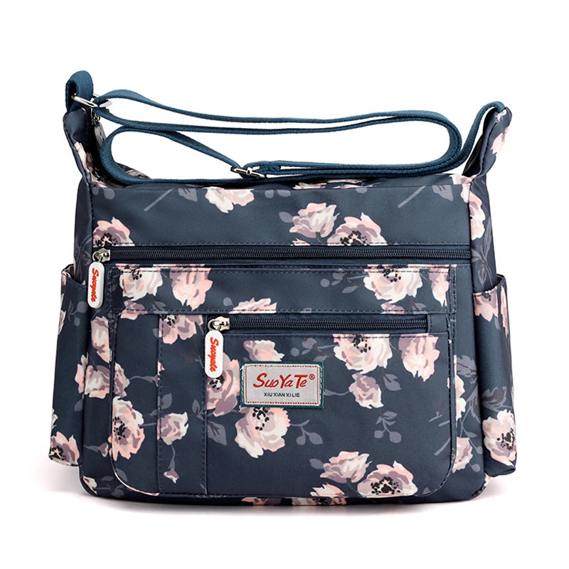 Floral Pattern Nylon Shoulder Bag for Women