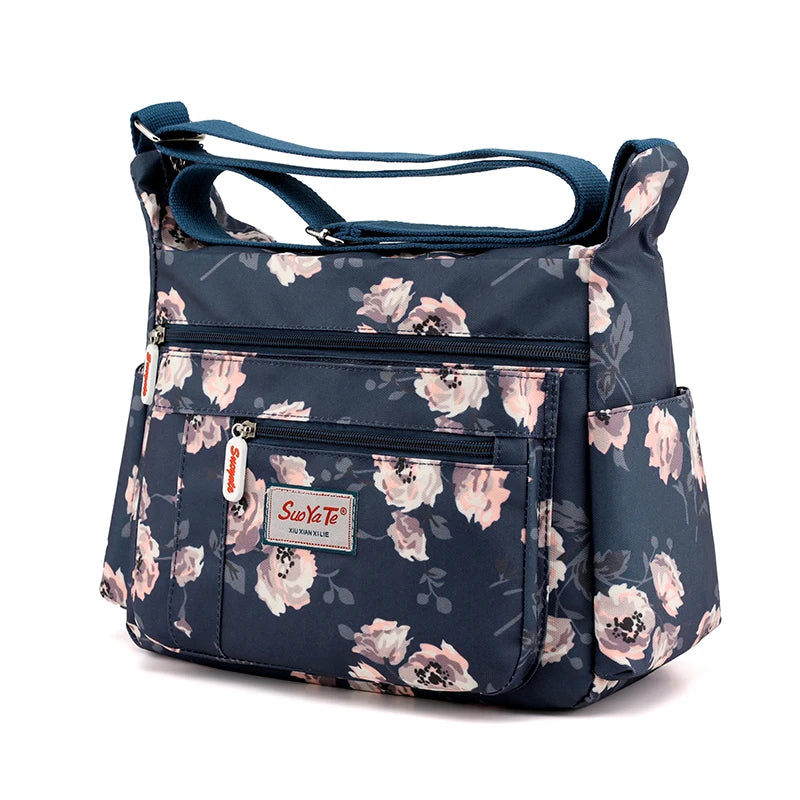 Floral Pattern Nylon Shoulder Bag for Women