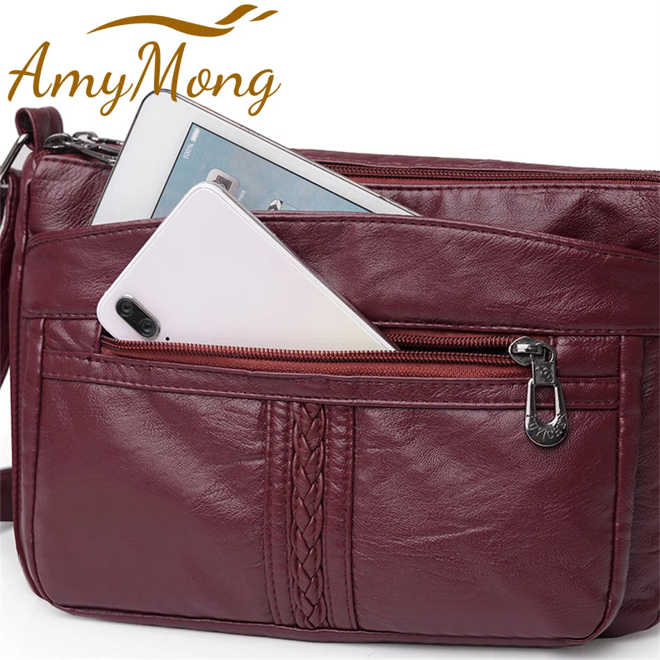 High-Capacity PU Leather Messenger Bag for Women