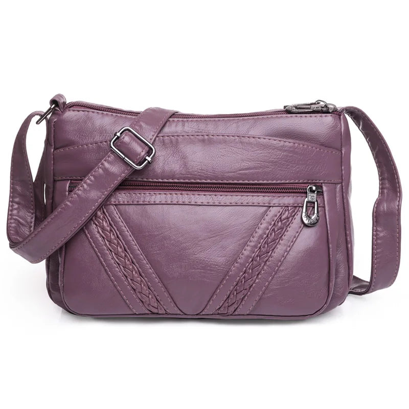 High-Capacity PU Leather Messenger Bag for Women