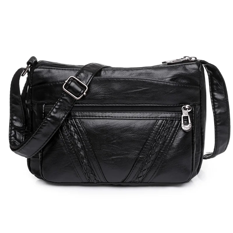 High-Capacity PU Leather Messenger Bag for Women