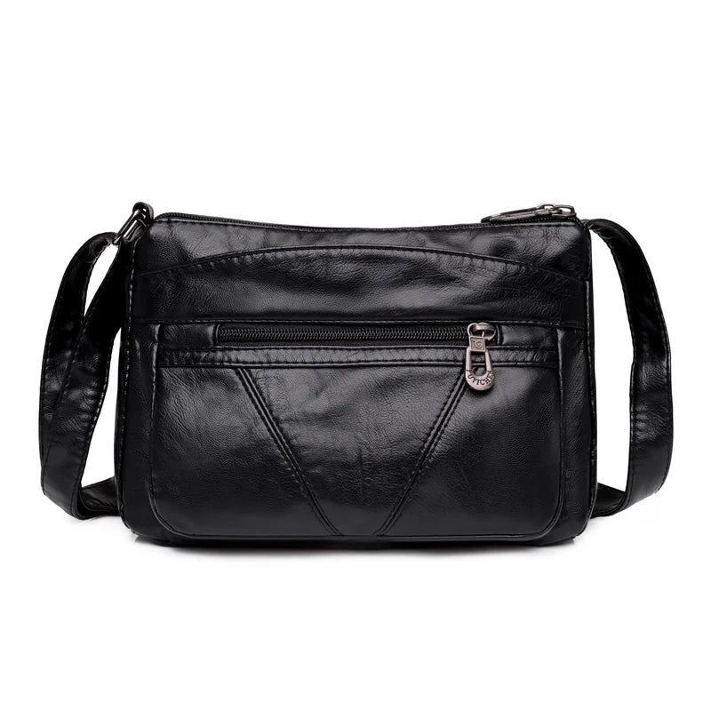 High-Capacity PU Leather Messenger Bag for Women