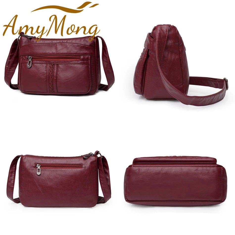 High-Capacity PU Leather Messenger Bag for Women