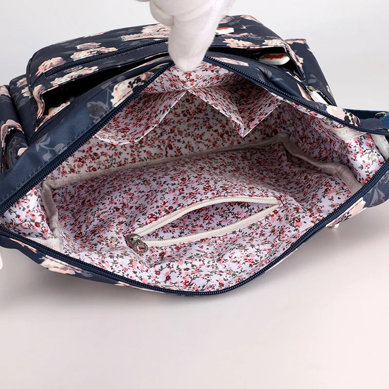 Floral Pattern Nylon Shoulder Bag for Women