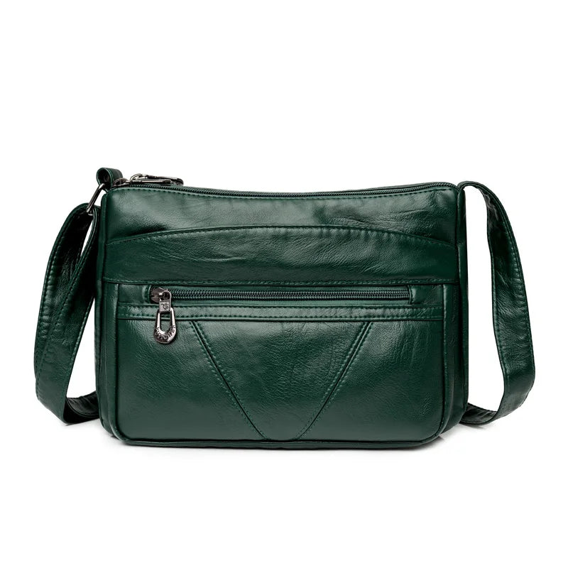 High-Capacity PU Leather Messenger Bag for Women