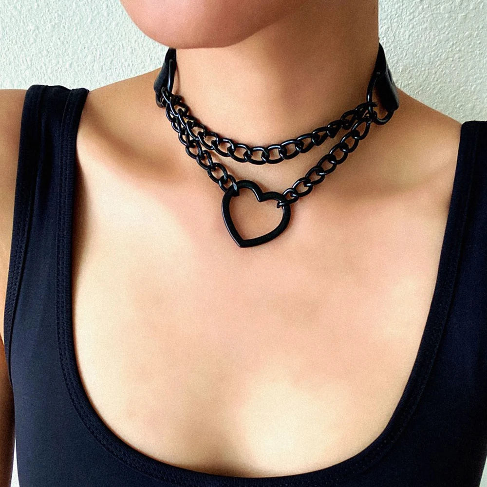 Vintage Heart Goth Choker Necklace