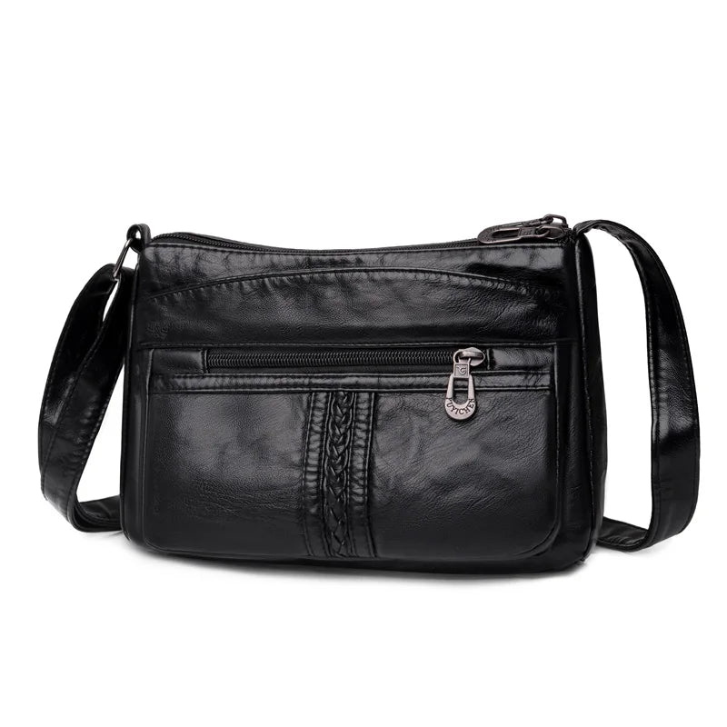High-Capacity PU Leather Messenger Bag for Women