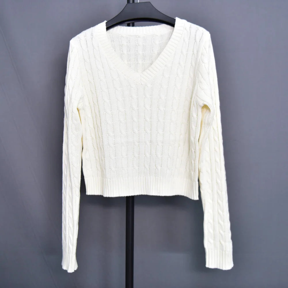 Brandy Mandy Women's V-Neck Crop Sweater