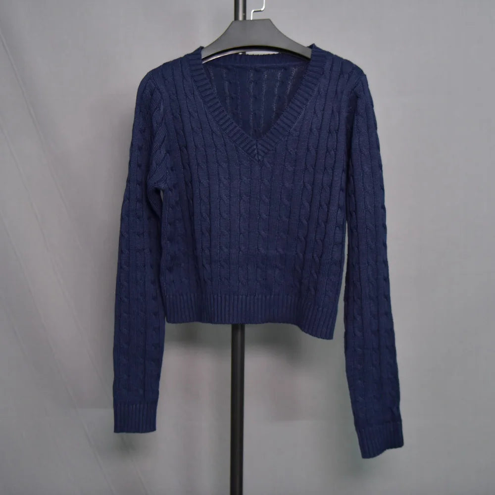 Brandy Mandy Women's V-Neck Crop Sweater