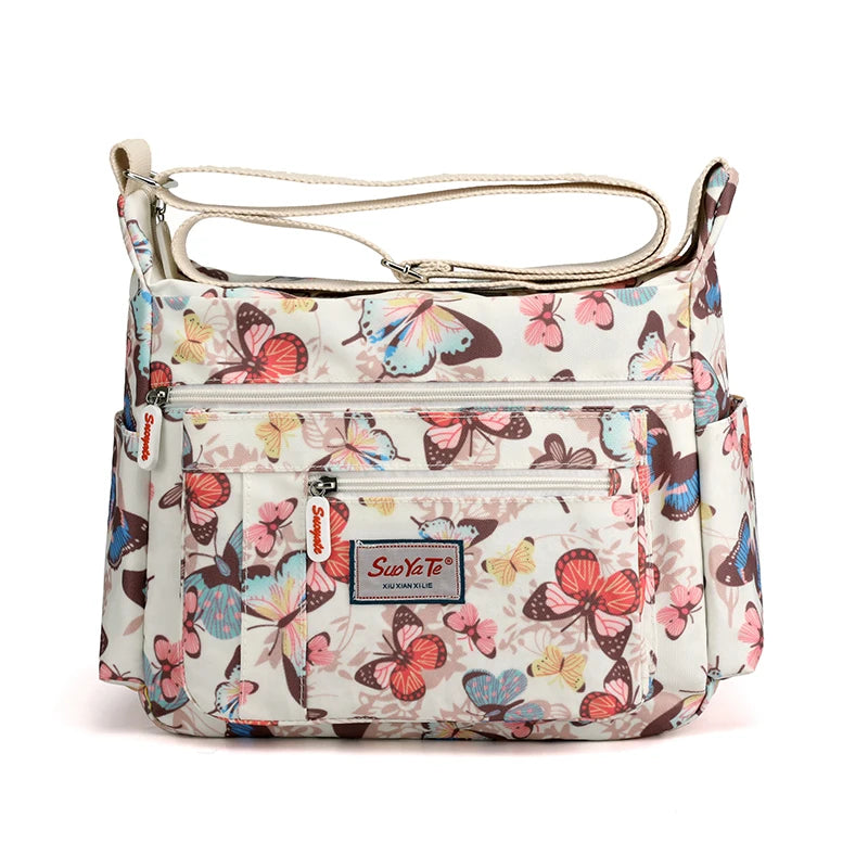 Floral Pattern Nylon Shoulder Bag for Women