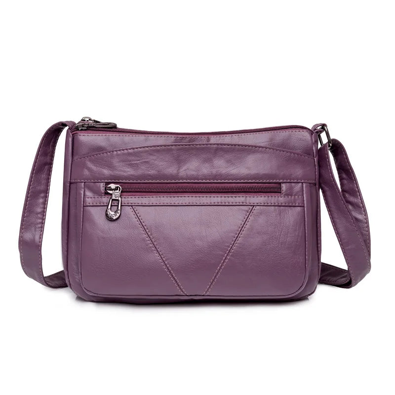 High-Capacity PU Leather Messenger Bag for Women
