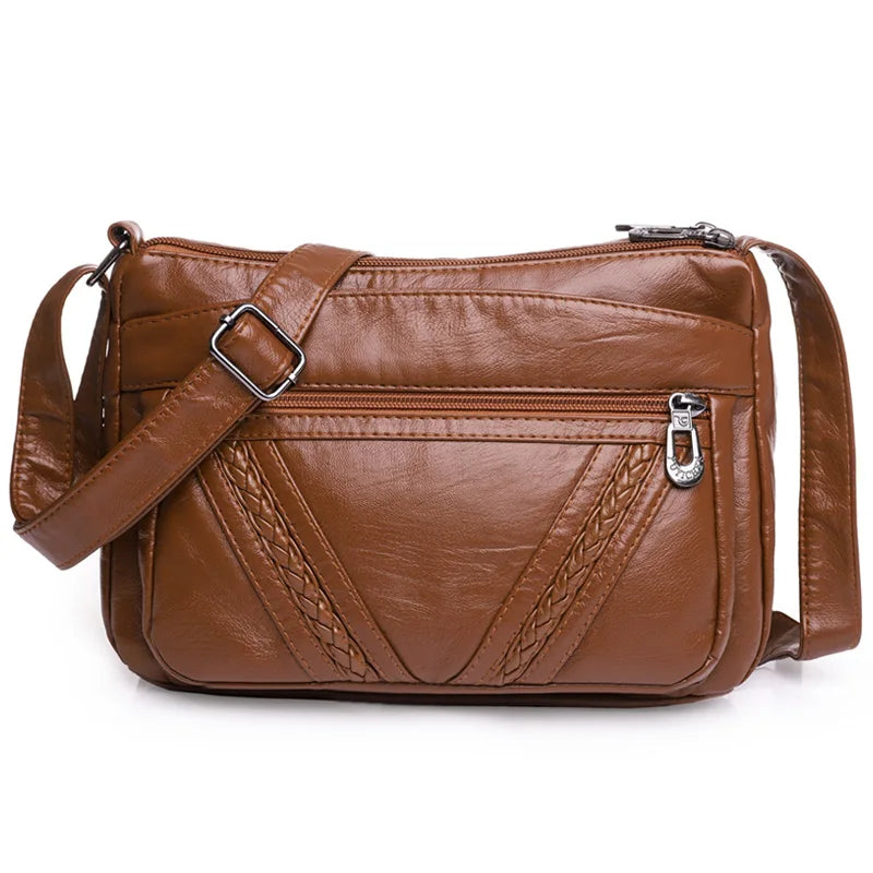 High-Capacity PU Leather Messenger Bag for Women