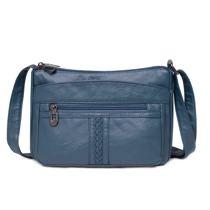 High-Capacity PU Leather Messenger Bag for Women