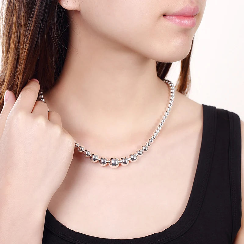 925 Silver Bead Jewelry Set for Women