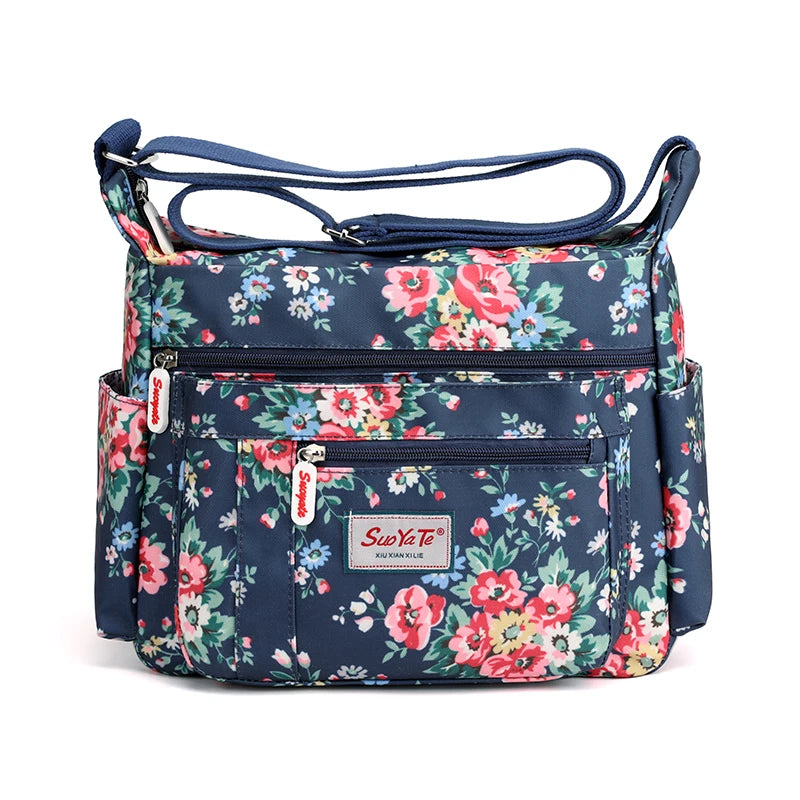 Floral Pattern Nylon Shoulder Bag for Women