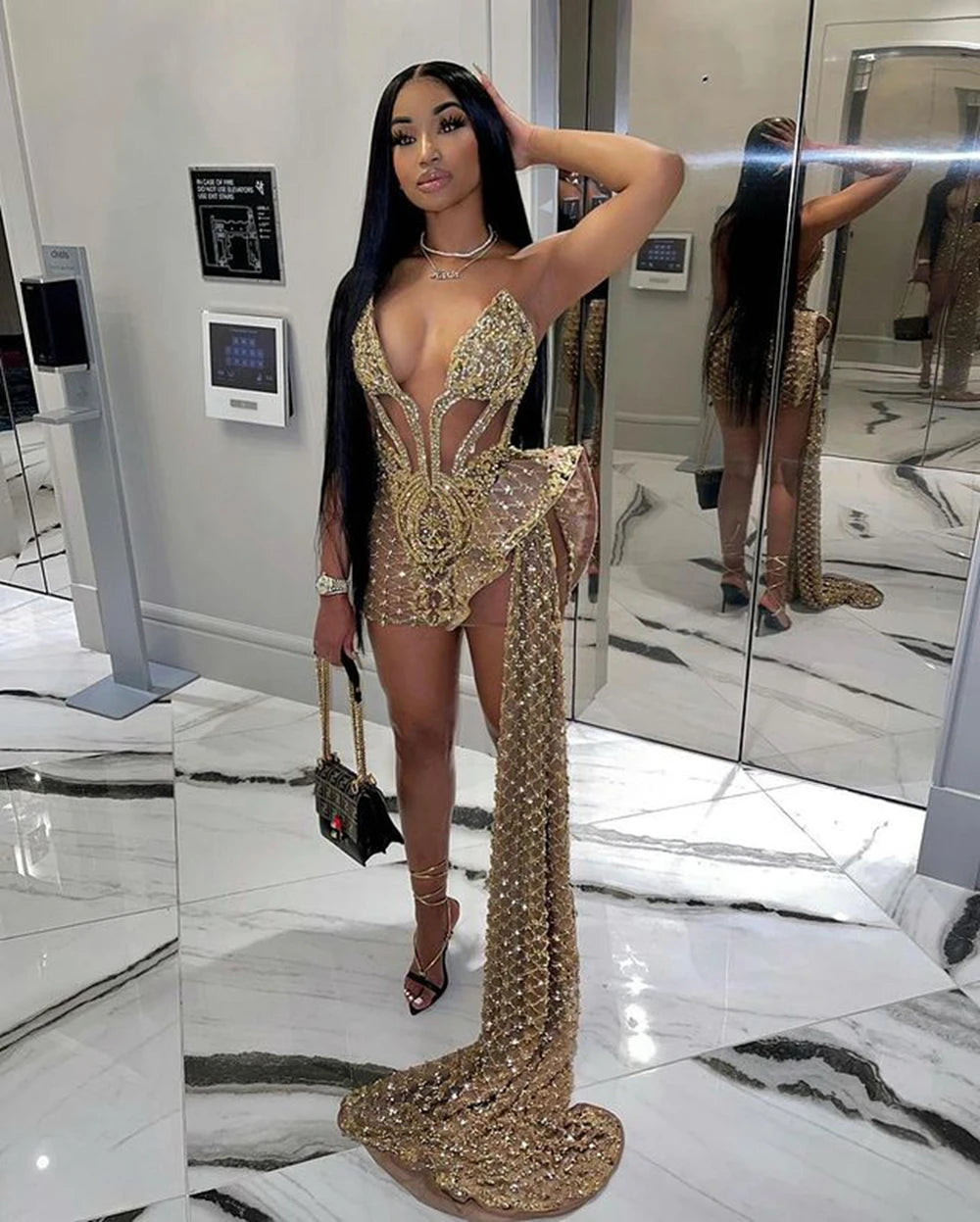 Sparkly Sweetheart Sleeveless Gold Sequined
