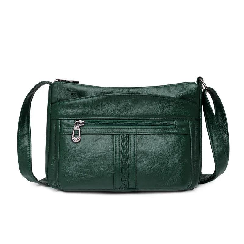 High-Capacity PU Leather Messenger Bag for Women
