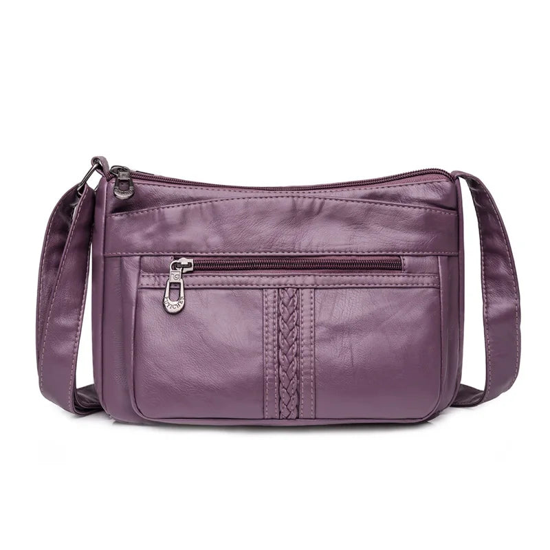 High-Capacity PU Leather Messenger Bag for Women