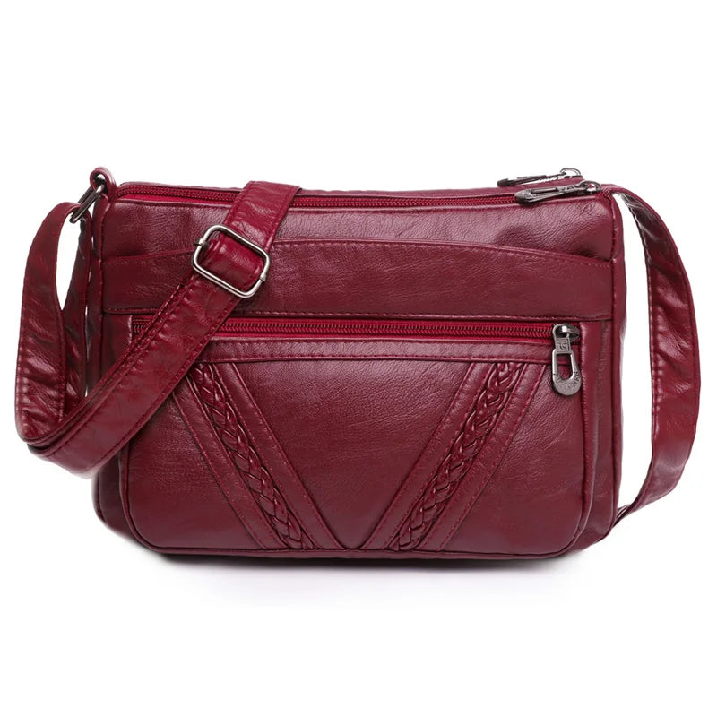 High-Capacity PU Leather Messenger Bag for Women
