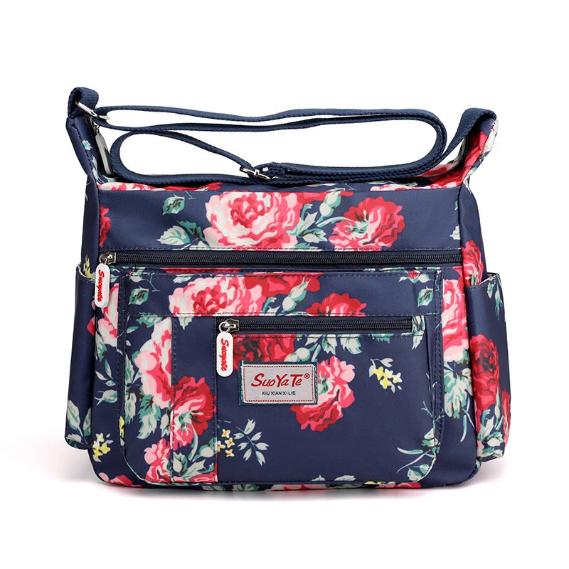 Floral Pattern Nylon Shoulder Bag for Women