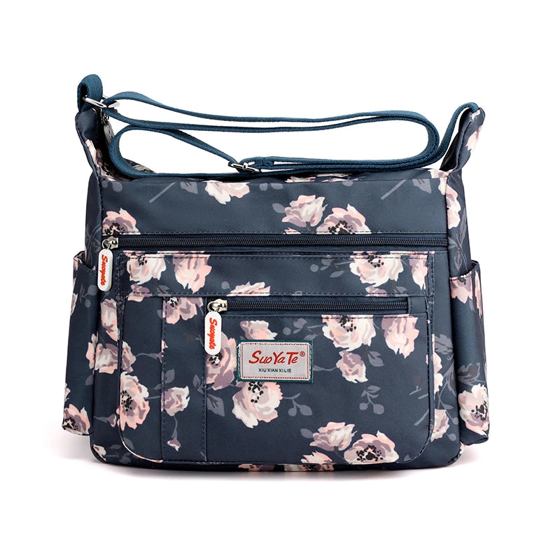 Floral Pattern Nylon Shoulder Bag for Women