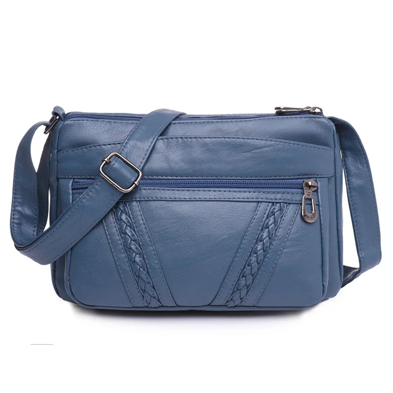 High-Capacity PU Leather Messenger Bag for Women