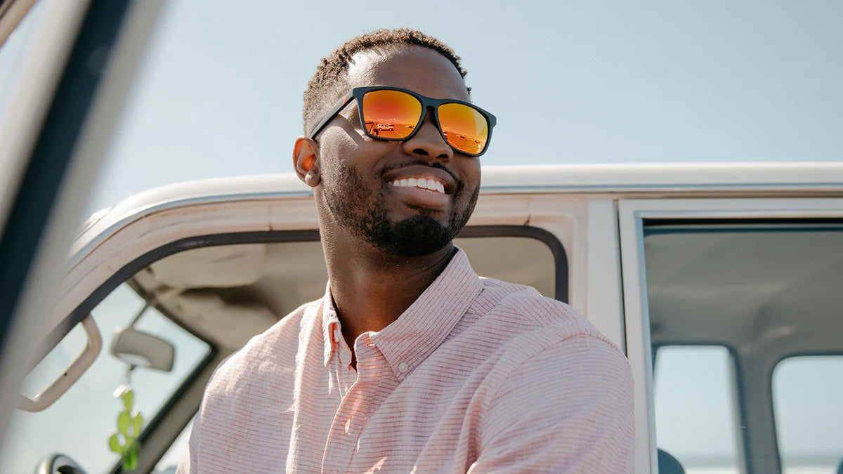 Men Matte Black / Red Sunset Fast Lanes Sunglass