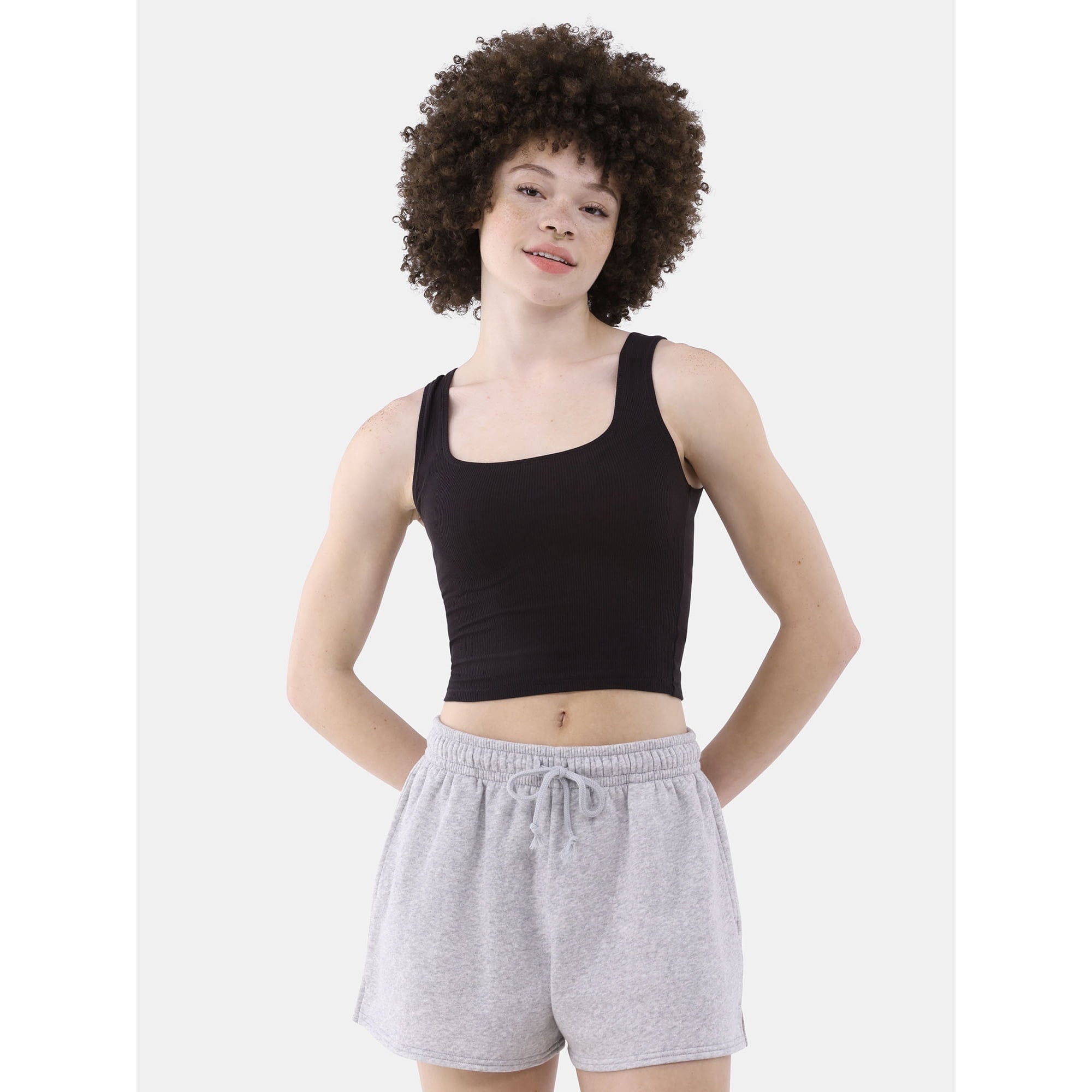 Women's Cotton Blend Ribbed Cropped Tank Top