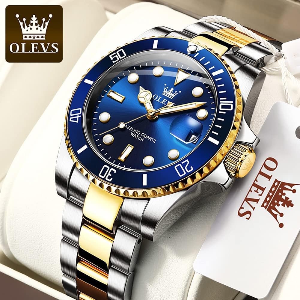 OLEVS Luxury Men's Waterproof Date Clock Watch Men Luminous Waterproof with Gift Box