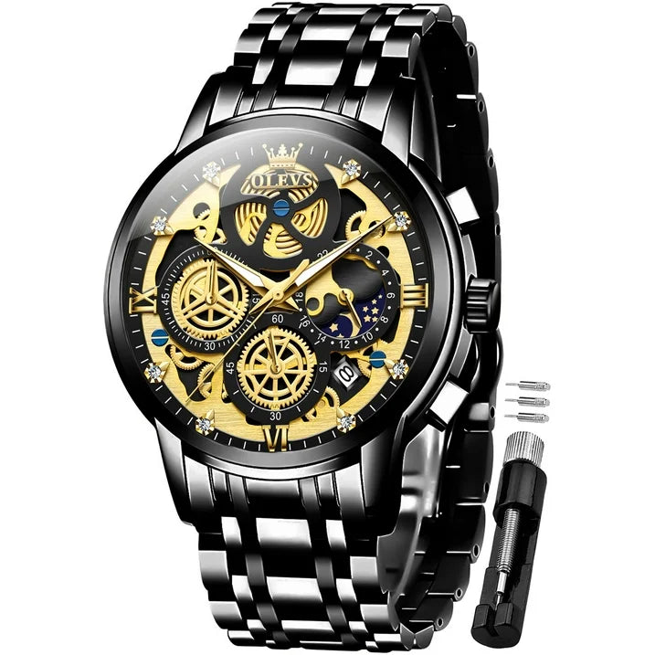OLEVS Mens Watch Chronograph Luxury Diamond Dress Business Analog Quartz