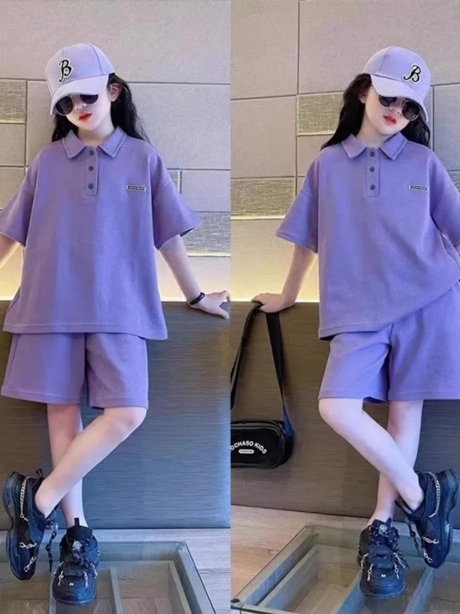 Teen Girls' Short Sleeve 2-Piece Sports Set