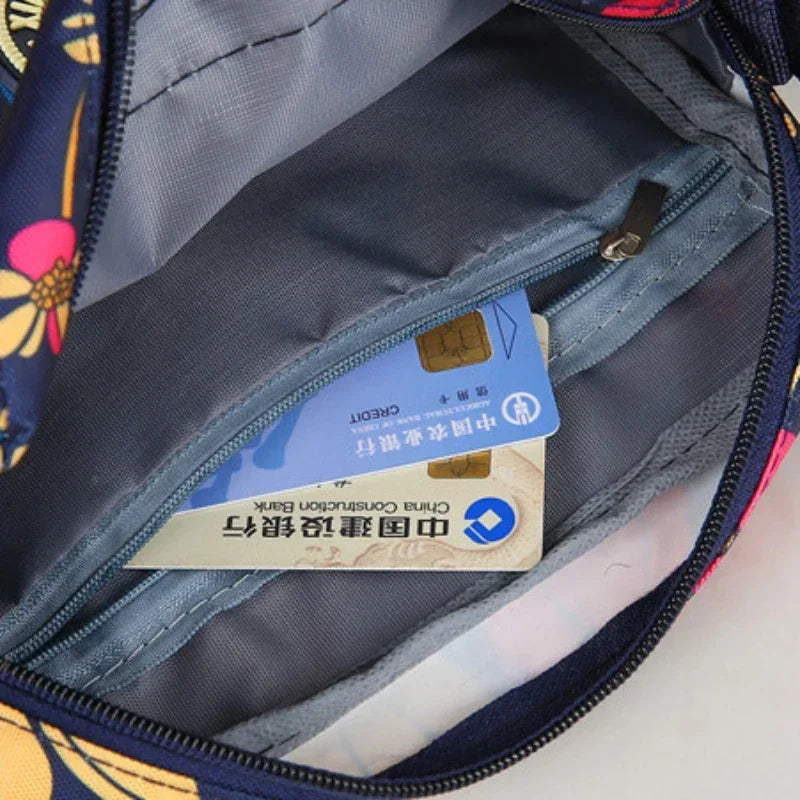 Large Capacity Nylon Flower Shoulder Bag