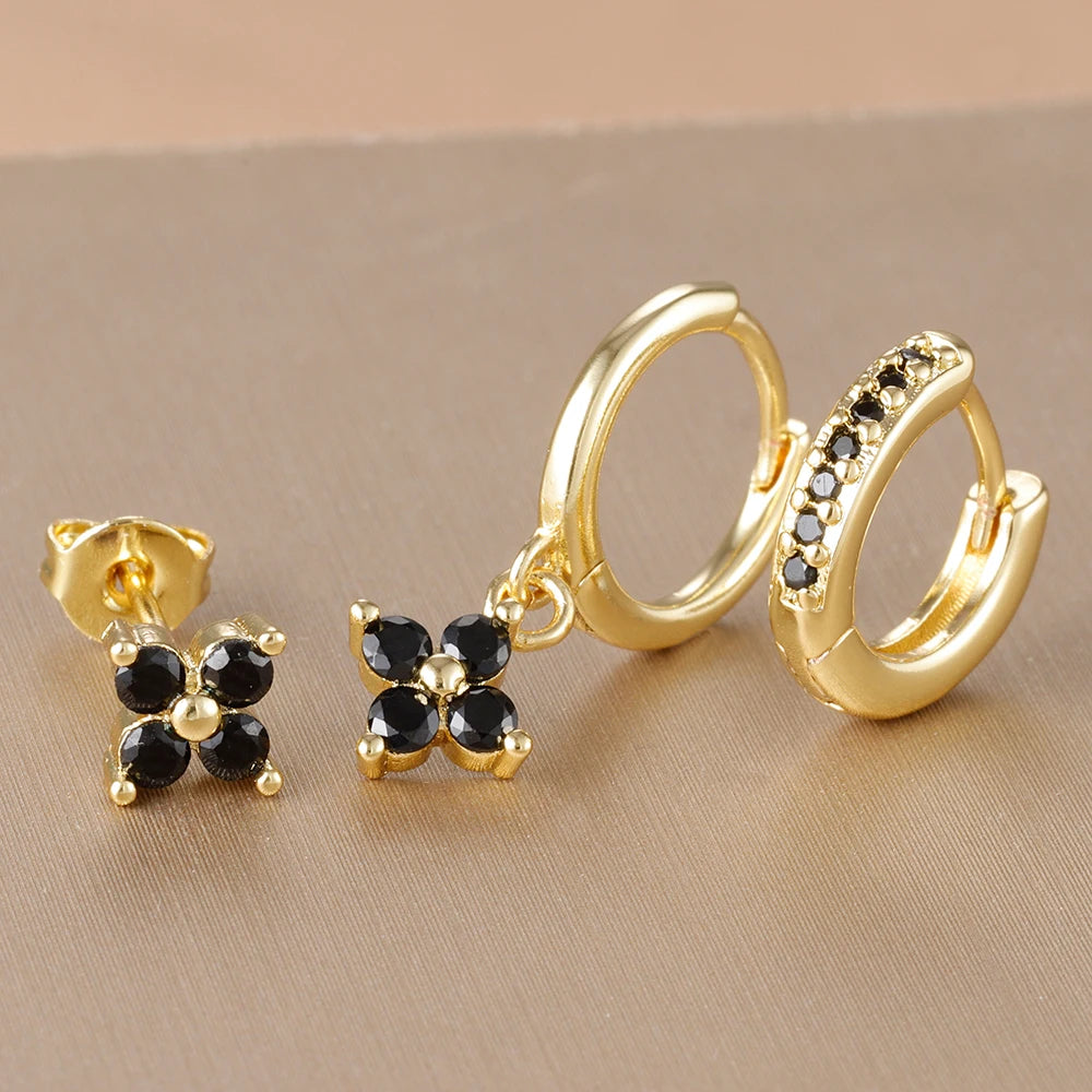3PCS Korean Stainless Steel Hoop Earrings Set
