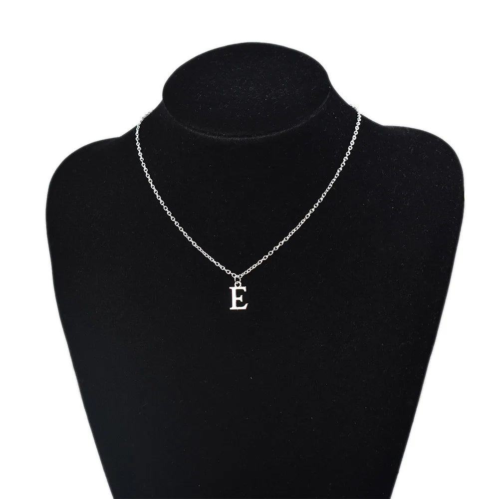 Silver A-Z Letter Pendant Necklace