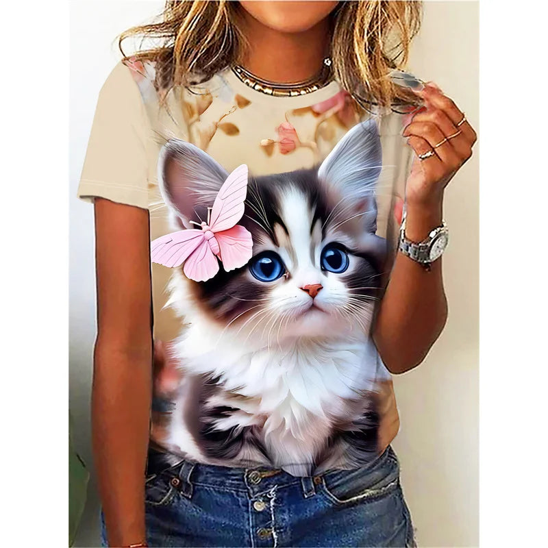 Funny Cat 3D Printed Oversized T-Shirt