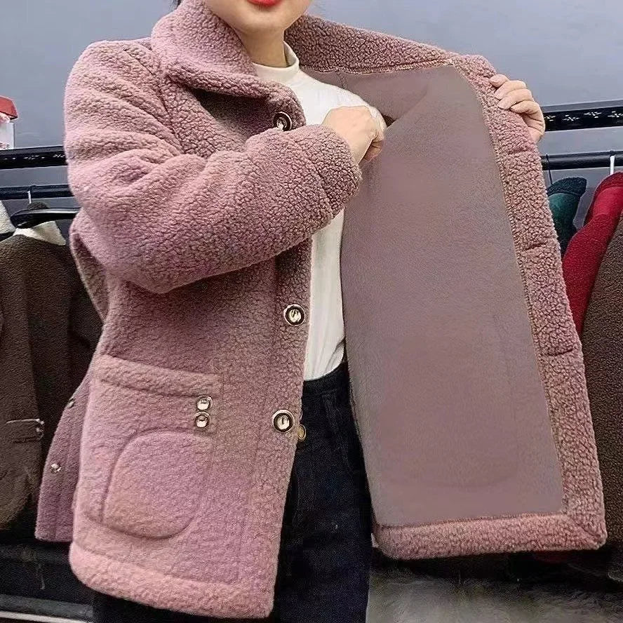 Women’s Fleece Lined Lamb Fur Jacket