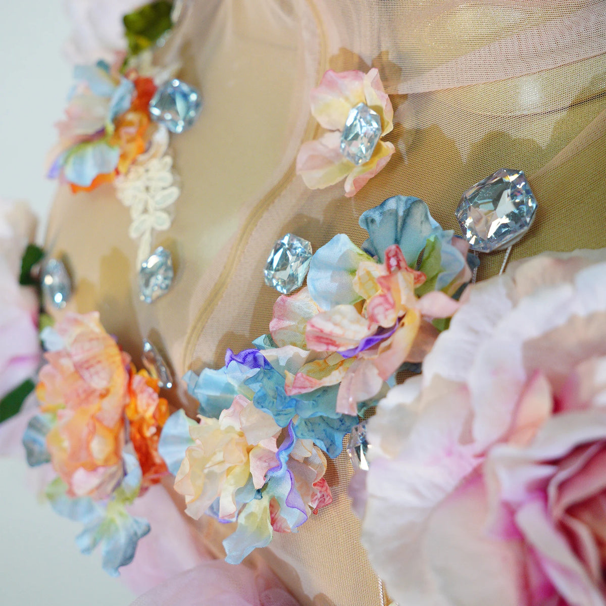plus size 3D Floral Mesh Dress Fairy Garden Tassel Drag Queen Birthday