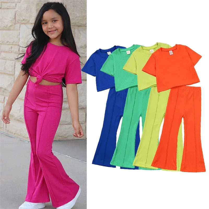 Girls' T-Shirt & Flared Pants Set