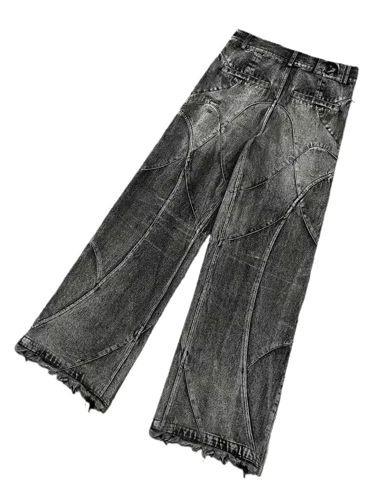 2025 NewY2k Streetwear Punk Hip Hop Jeans Women Grunge Baggy Ripped Denim Trousers Gothic Vintage Distressed Wide Leg Jeans Goth