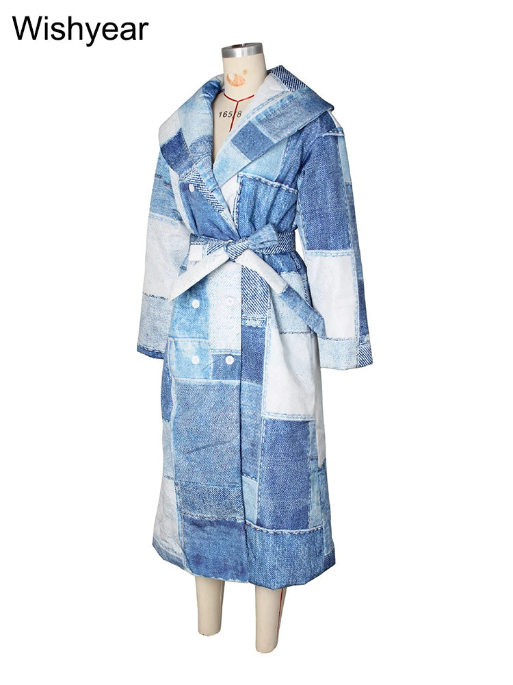Elegant Cotton-Padded X-Long Coat Women Fashion