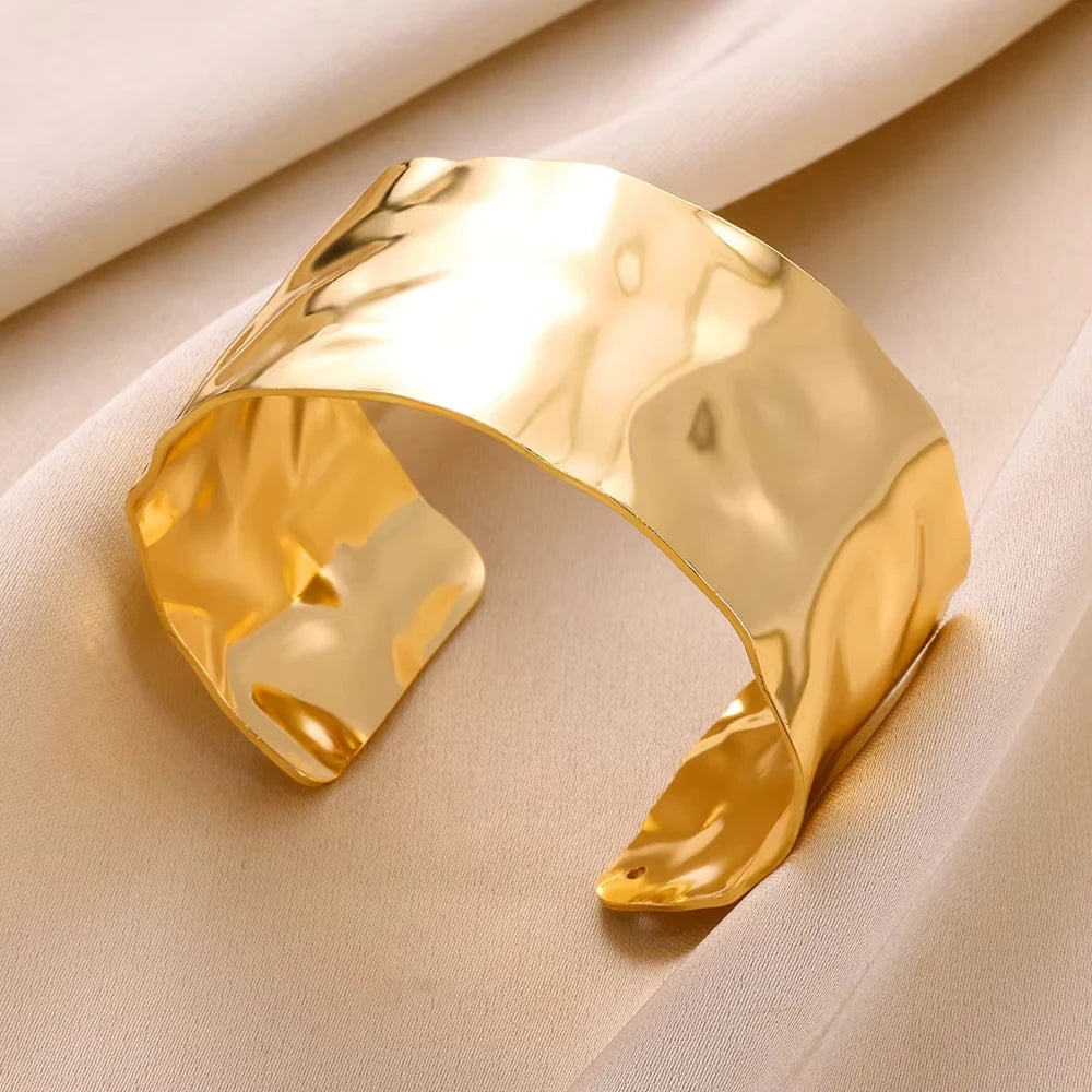 Vintage Irregular Wide Geometric Cuff Bracelet