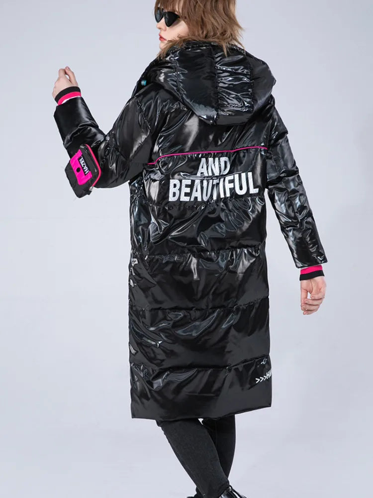 Winter Clothing Glossy Waterproof Coat Women