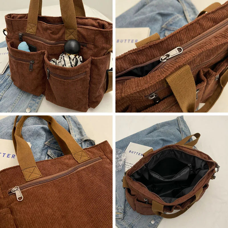 Velvet Corduroy Large Capacity Shoulder Bag