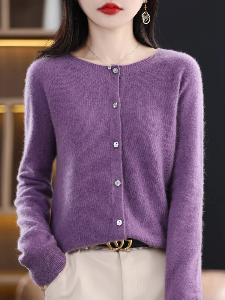 Addonee Women's 100% Merino Wool Cardigan
