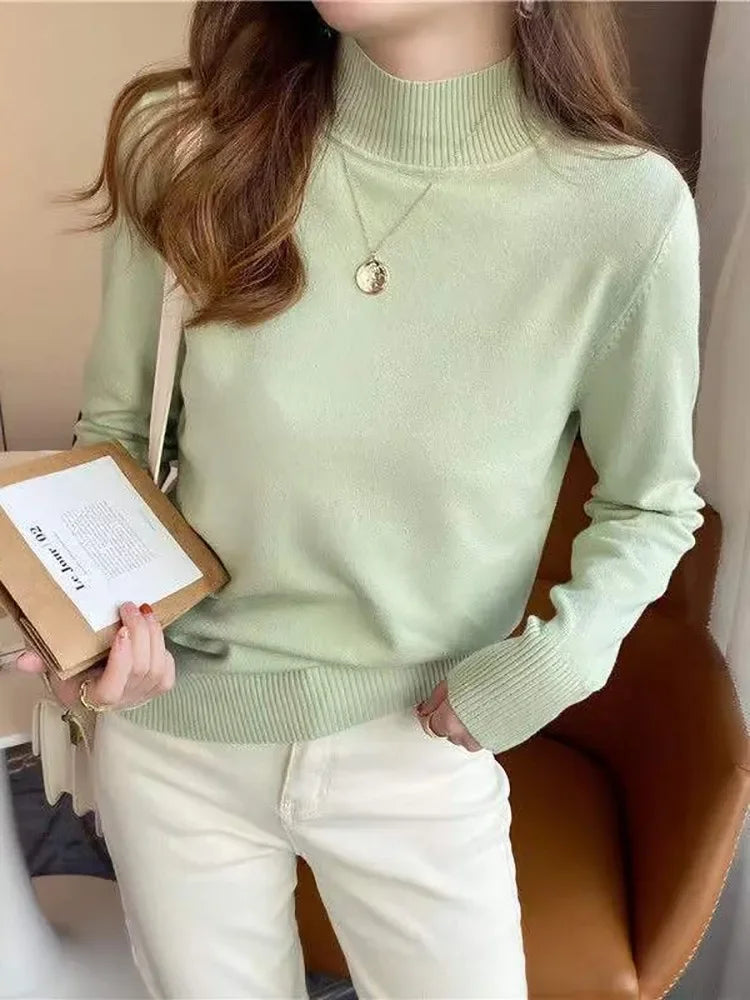 Chic Turtleneck Knitted Sweater for Women