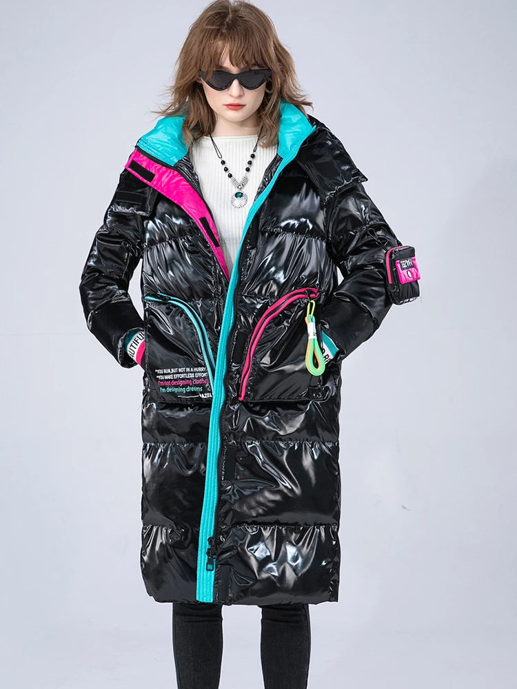 Winter Clothing Glossy Waterproof Coat Women