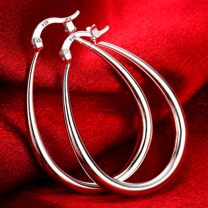 925 Sterling Silver Big Hoop Earrings
