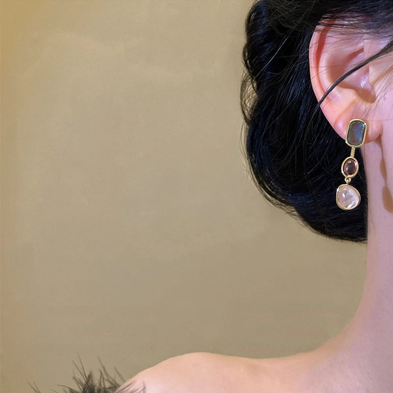 Asymmetric Colorful Resin Geometric Earrings