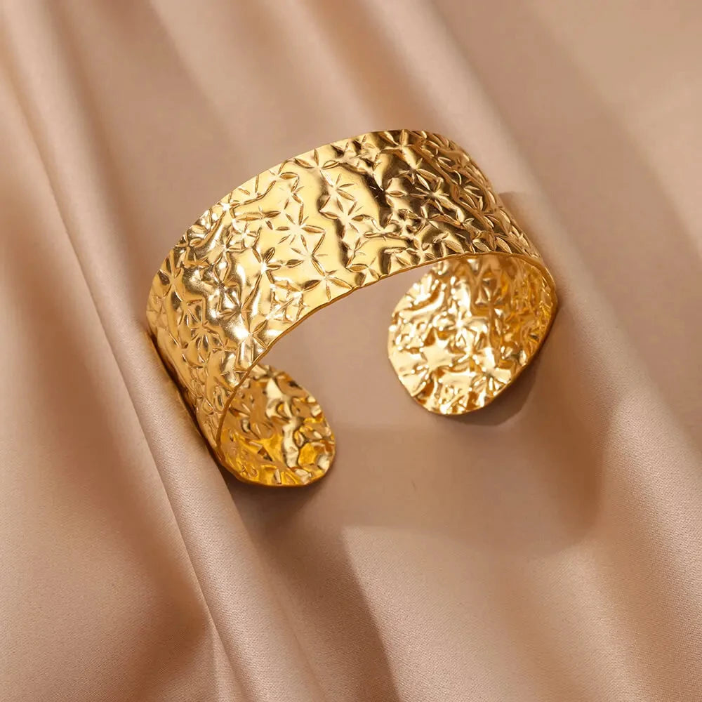 Vintage Irregular Wide Geometric Cuff Bracelet